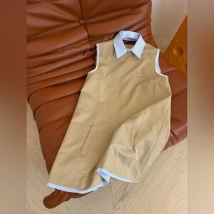 Miu Miu Polo collar dress with fringe sleeves in khaki color